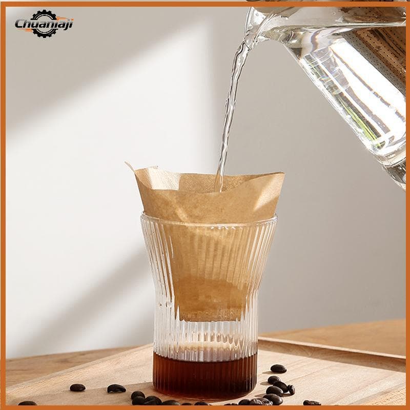 Chuaniaji 50/100 Unidades Filtro De Café Descartável Cone Papel Filtros Naturais Crus Despeje Em 4-6 Xícaras Cafeteira B