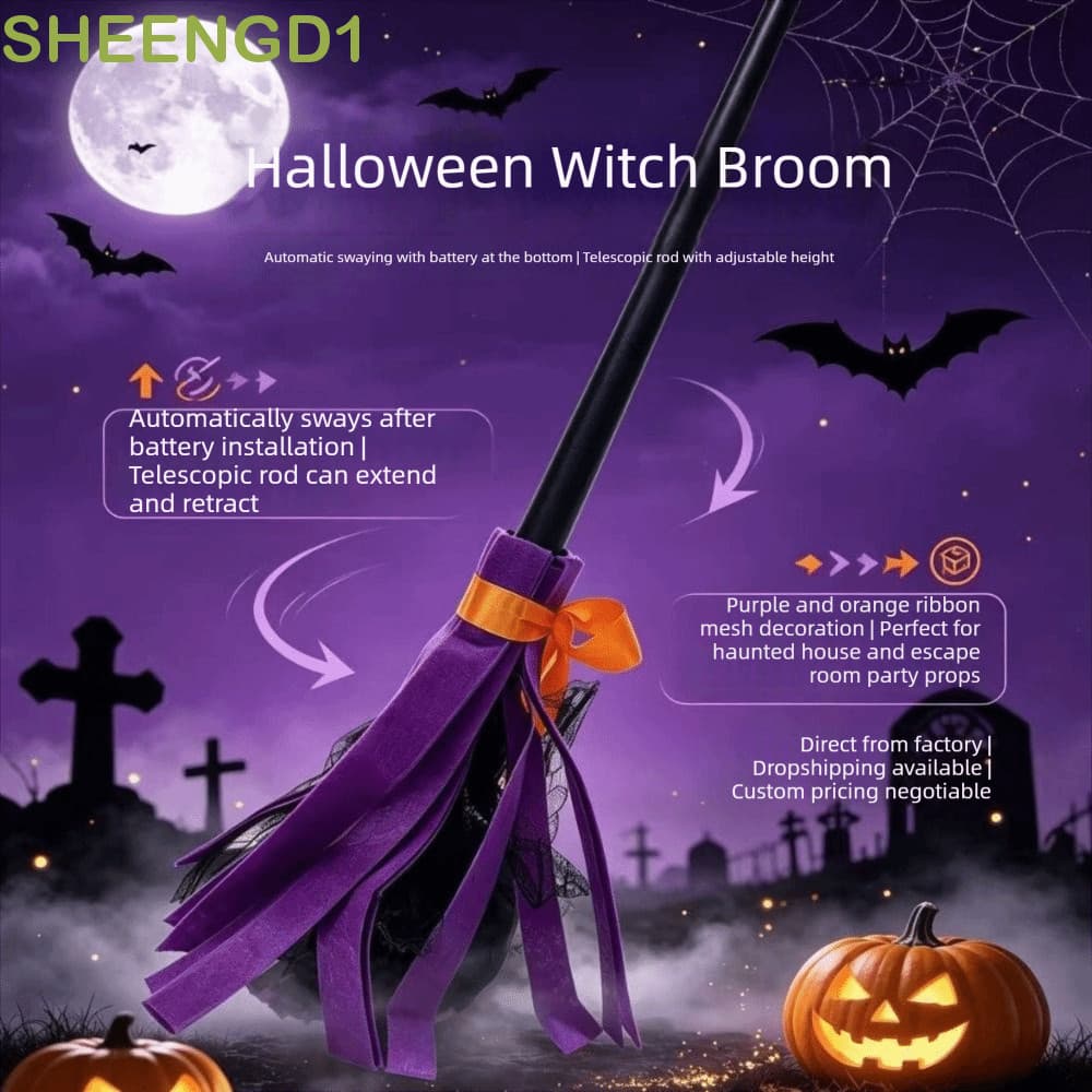 SHEENGD1 Vassoura Flutuante , De Bruxa De Plástico Elétrica Rotativa Halloween