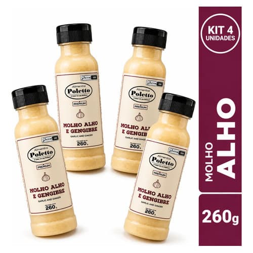 Kit 4 Molhos Alho Garlic And Ginger Churrasco Poletto - 260g
