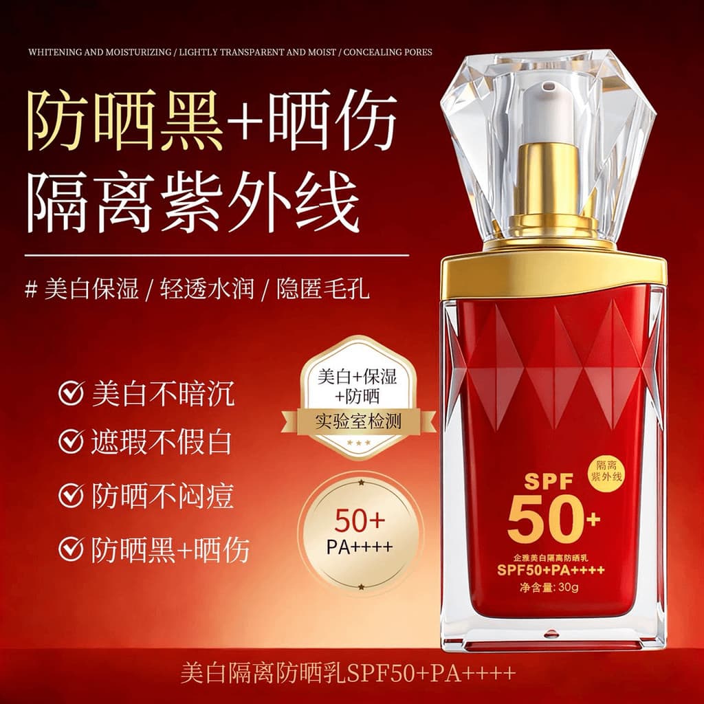 Qiya clareamento isolamento protetor solar loção SPF50 + PA++++ corretivo não falso clareamento claro hidratante isolame