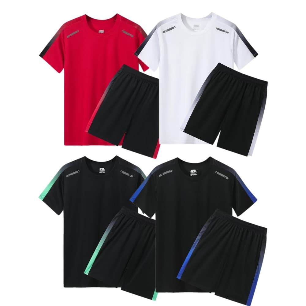 Terno esportivo masculino de verão Fitness correndo Shorts de manga curta camisa de futebol de secagem rápida esportes e