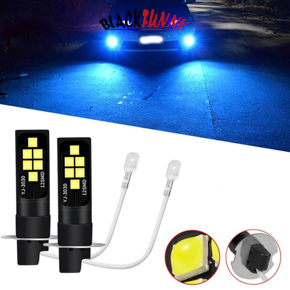 BLACKFUNNY 2 Unidades Lâmpada LED 3030 12SMD 6000K Branco H3 Luz De Neblina Para Carro DRL De Condução De Freio L6Z4