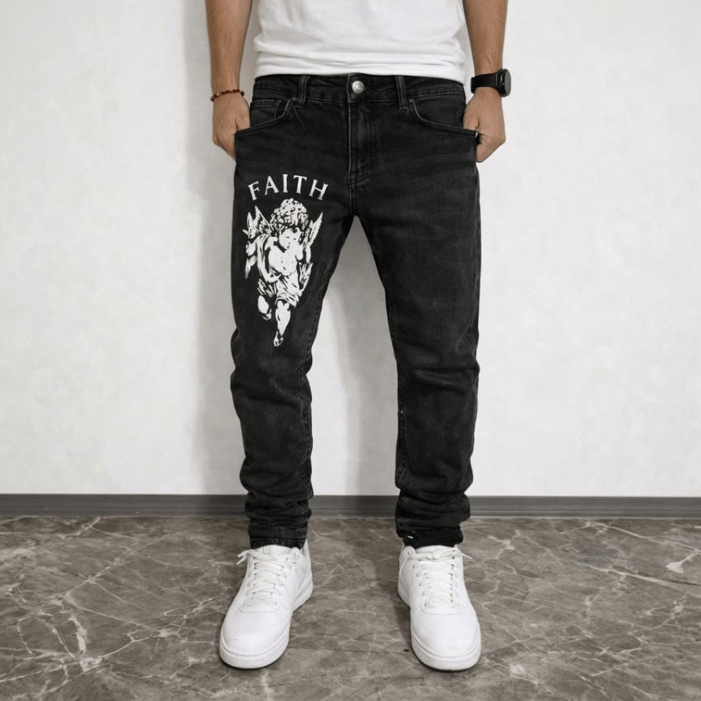 Calça Skinny Jeans Uk Drip Masculina Jogador Premium "Faith"