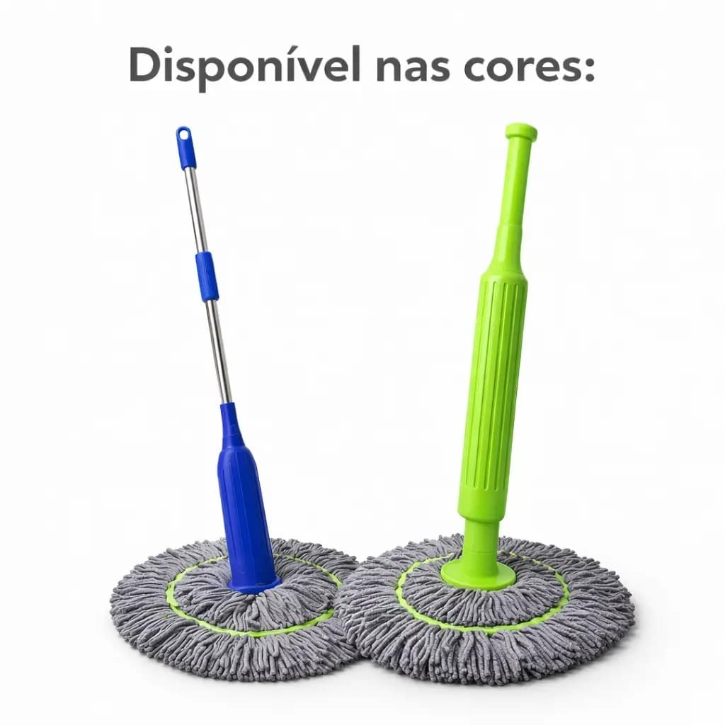 Mop Esfregão 2 em 1 giratório automático com desidratação prática ideal para limpeza completa de piso