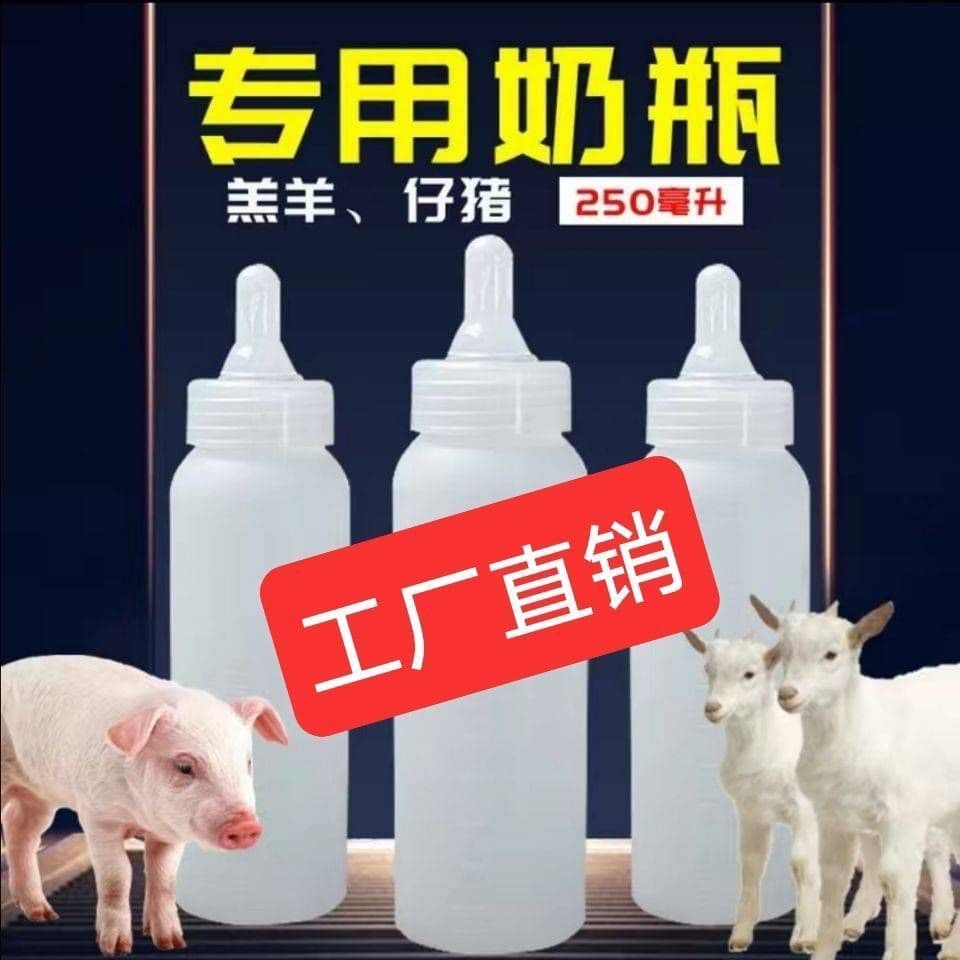Garrafa de bebê de plástico veterinário de qualidade alimentar, bico de Silicone para animais pequenos, porco, ovelha, c