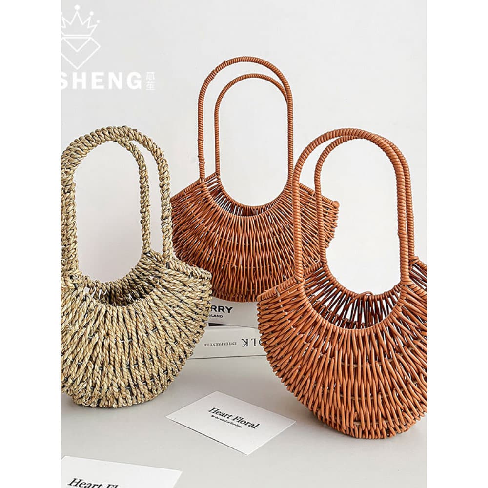 Xiyong coreano Retro tecido portátil cesta de flores Rattan cesta de flores arranjo Floral artesanal diy buquê de flores