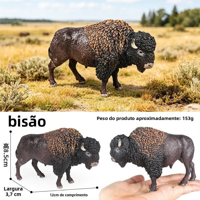 Brinquedo infantil de animal simulado realista, modelo de animal selvagem, bisão americano da pradaria, decoração educat