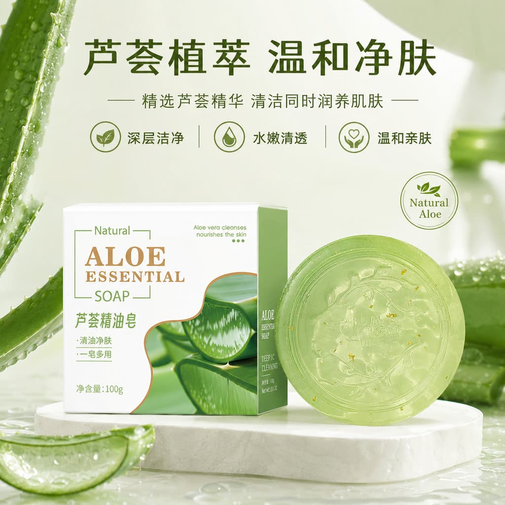 Sabonete de óleo essencial de Aloe Vera Fragrância Planta Sabonete artesanal Limpeza Hidratante Lavagem facial Banho Sab