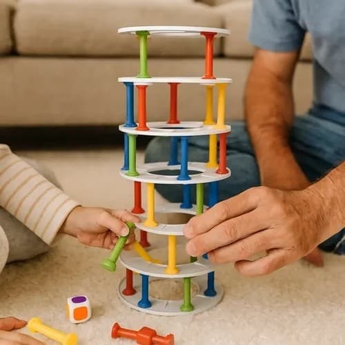 Jogo Torre Blocos Madeira Equilibrio Estrategia Desafio Crianca Familia Amigos Diversao Interativo