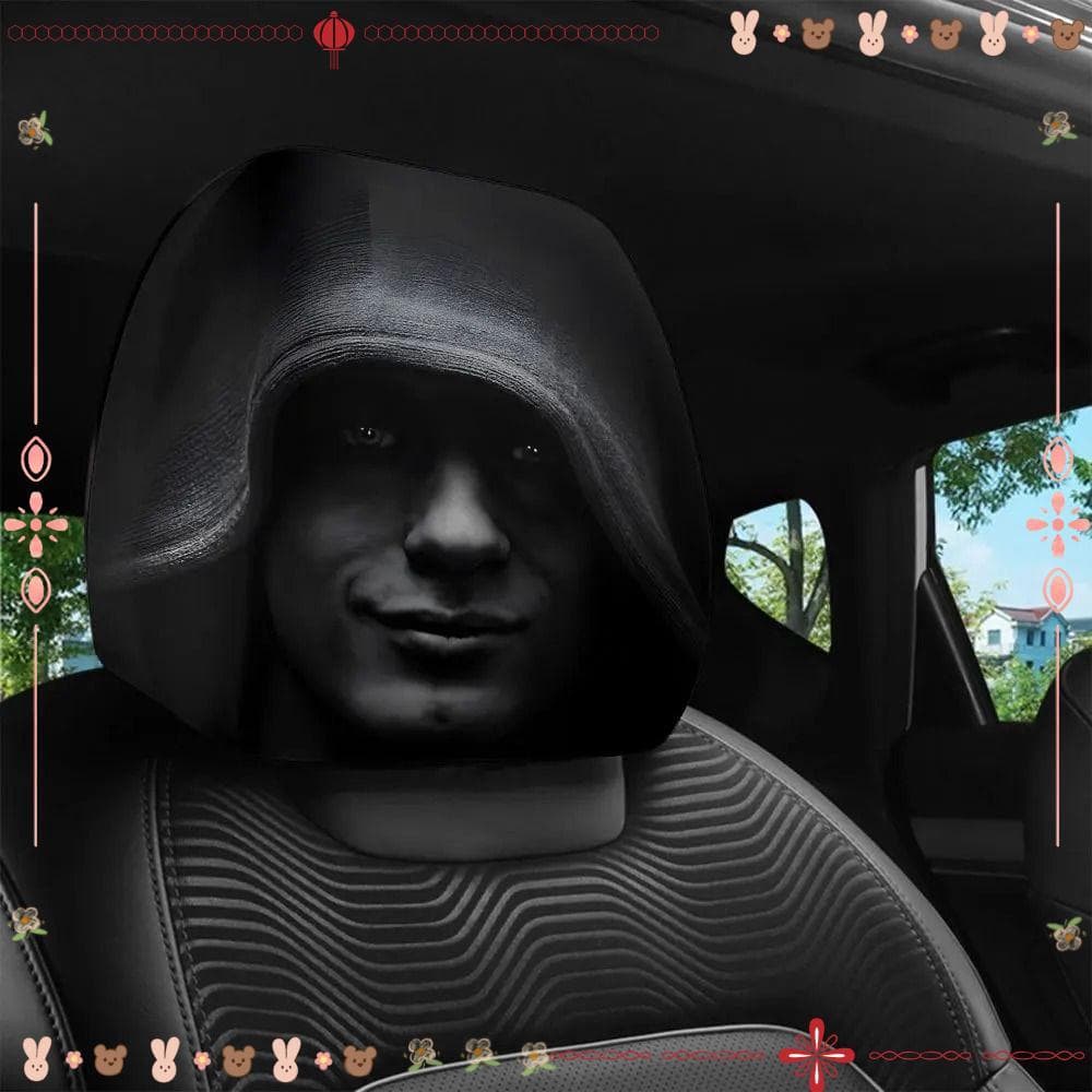 2 Unidades De Capas Para Encosto De Cabeça De Carro , Capa Protetora Elástica Com Estampa De Retrato Misterioso