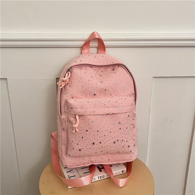 Gypsophila impressão Casual mochila estudante mochila zíper grande capacidade leve estrela padrão mochila