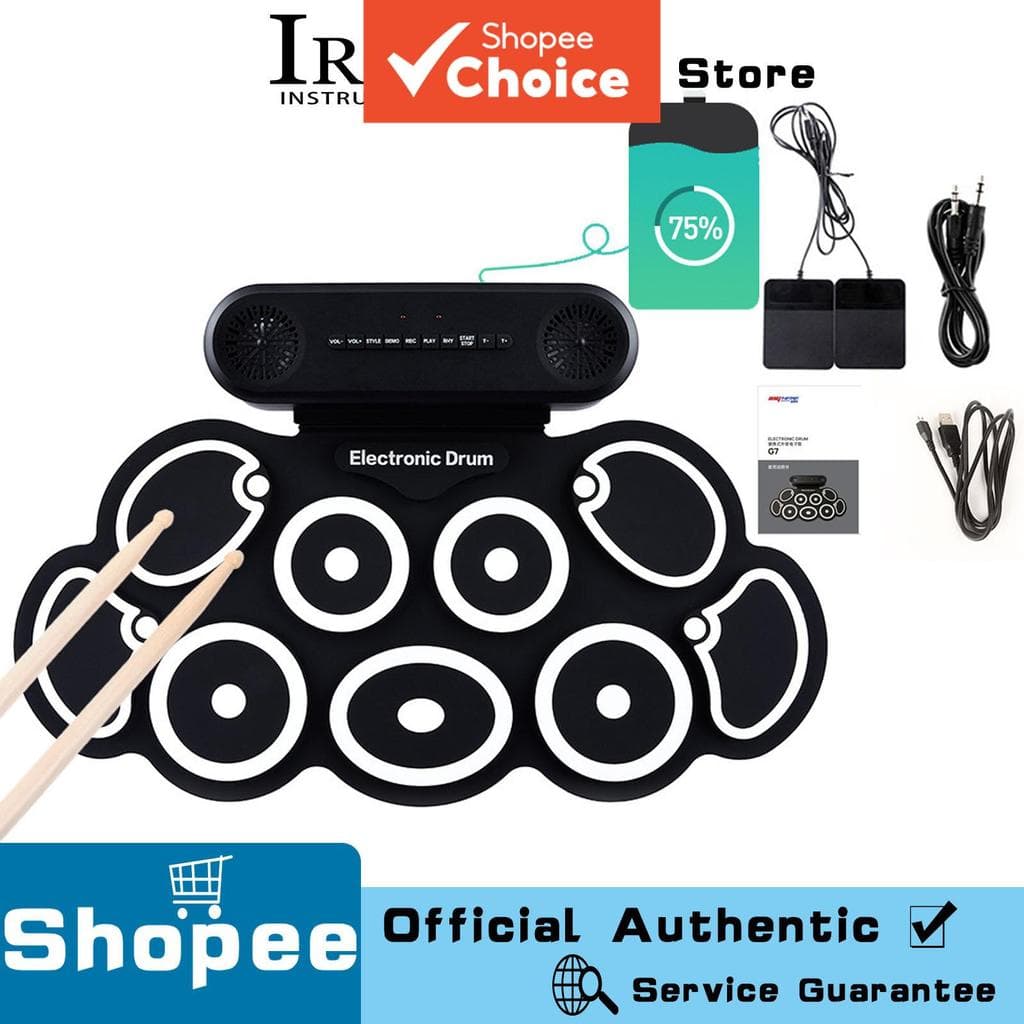 Bateria Eletrônica IRIN USB Prática Portátil de Bateria Eletrônica Suporta MIDI BT Várias Conexões de Áudio Saída para