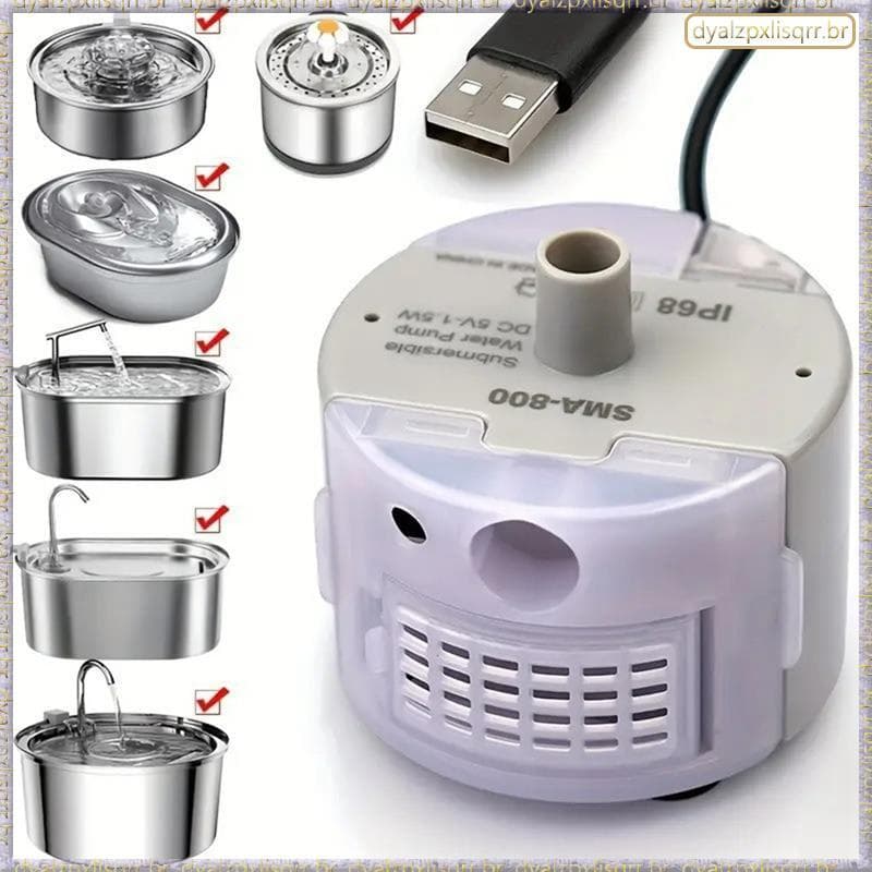 [Fsp] Bomba De Fonte De Água Para Gatos (Aço Inoxidável) Fontes Animais De Estimação De 3.2L/108 Onças E 67/2 L