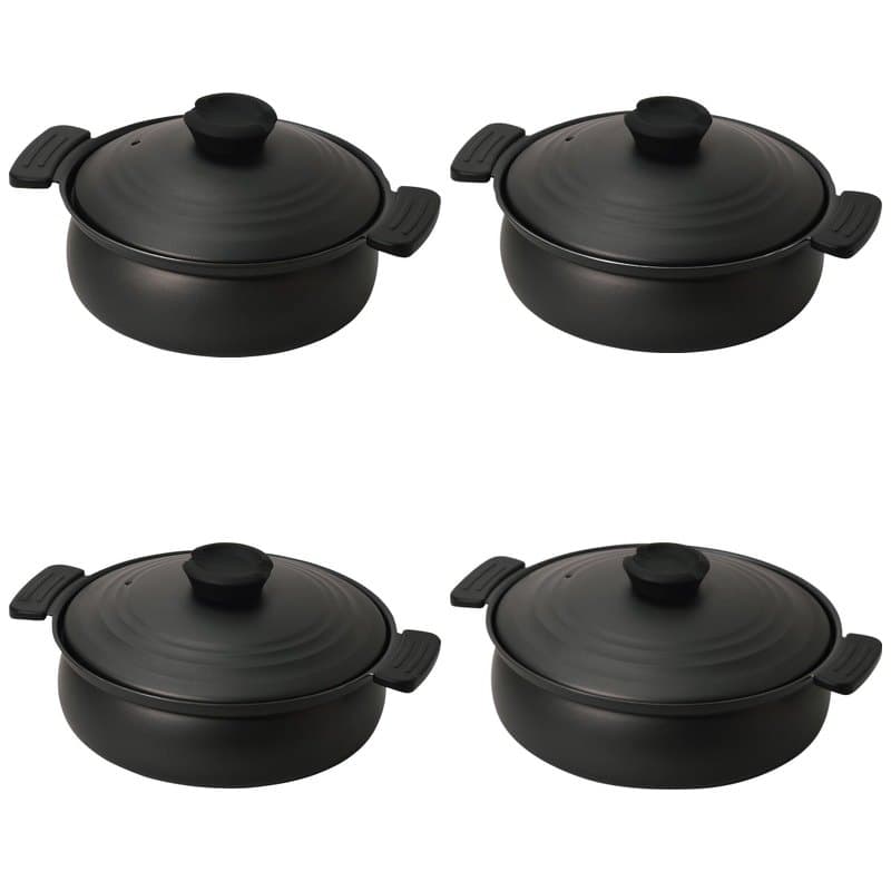 PEARL METAL Panela Estilo Donabe Leve Preto 18 20 24 26cm Inducao IH Antiaderente Japao