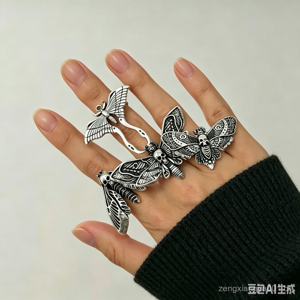 Anel De Traça Gótica Personalizado , Terno Para Homens E Mulheres , Anéis De Caveira , Joias Tendência Punk Góticas