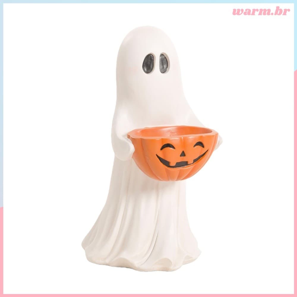 Estatueta De Tigela De Abóbora Fantasma De Decoração Assustadora Para Festa De Halloween-Laranja Cerâmica [waroom.br]