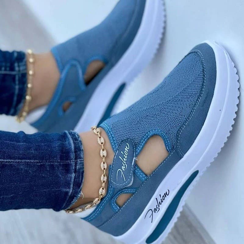 Plataforma Ortopédica Feminina Sapatos Esportivos Elástico Moda De Caminhada Confortáveis E Casuais