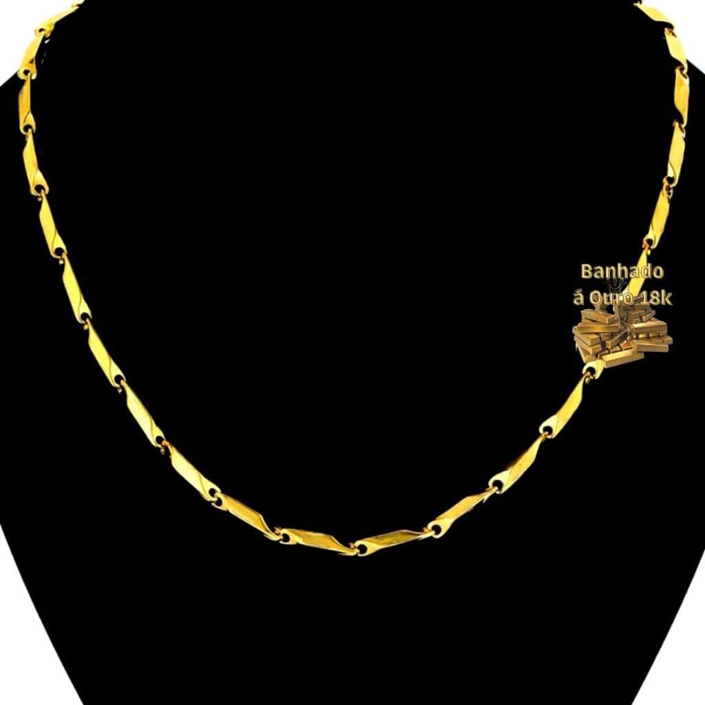 Cordão Elo Espelhada Banhado 18k Colar Masculino Aço Inox Dourado Envio Rápido Qualidade Premium