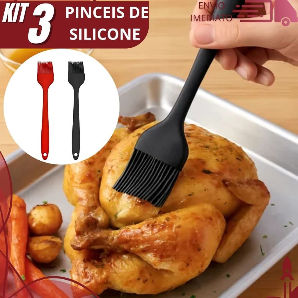 3/2/1 Pincel Culinário de Silicone Premium para Untar Formas Cozinhar e Confeitar Receitas