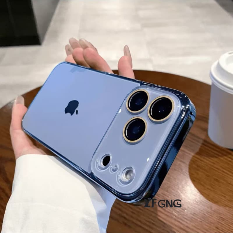 Luxo Galvanizado Anti-Impacto Armadura Caso De Telefone Para iPhone 17 Pro Max Lente De Vidro Capa De Proteção