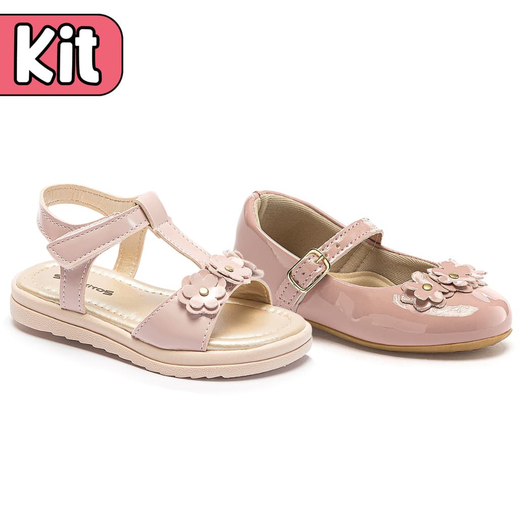 Kit Sandália + Sapatilha Infantil Menina Tamanho 22 ao 27 Sapekitos
