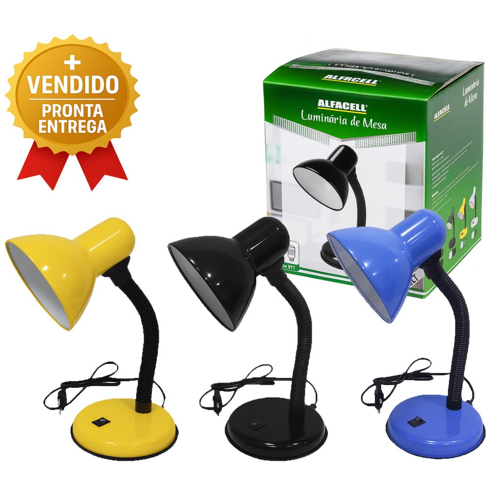 Abajur Luminária de Mesa Bivolt com Pescoço Flexível Base Firme Ideal para Estudo e Escritório