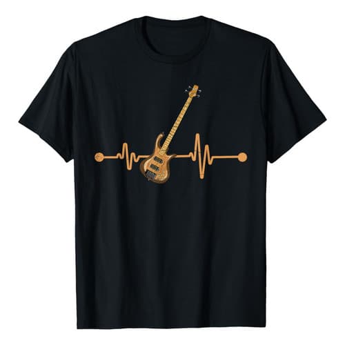 Camiseta Masculina Guitarrista Baixista Batimento Coracao Musica