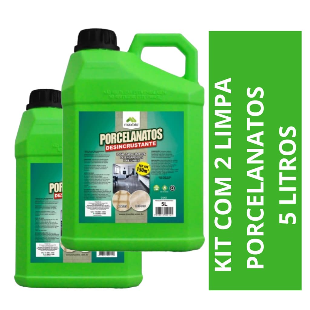LIMPA PORCELANATOS DESINCRUSTANTE 5L KIT COM 2UN. MAXBIO