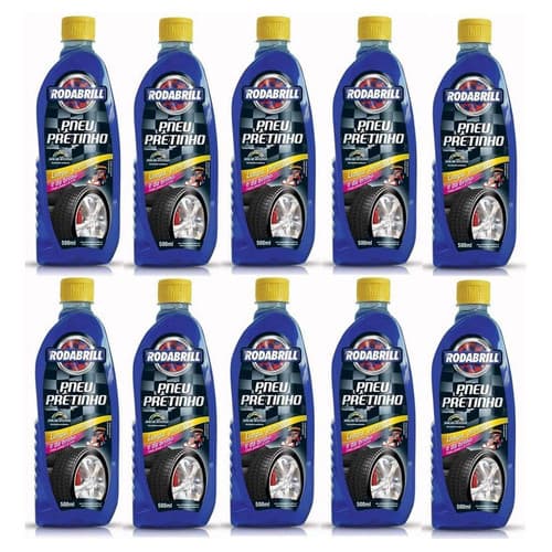 Caixa Com10 Limpa Pneus Pneu Pretinho Rodabrill - 500ml