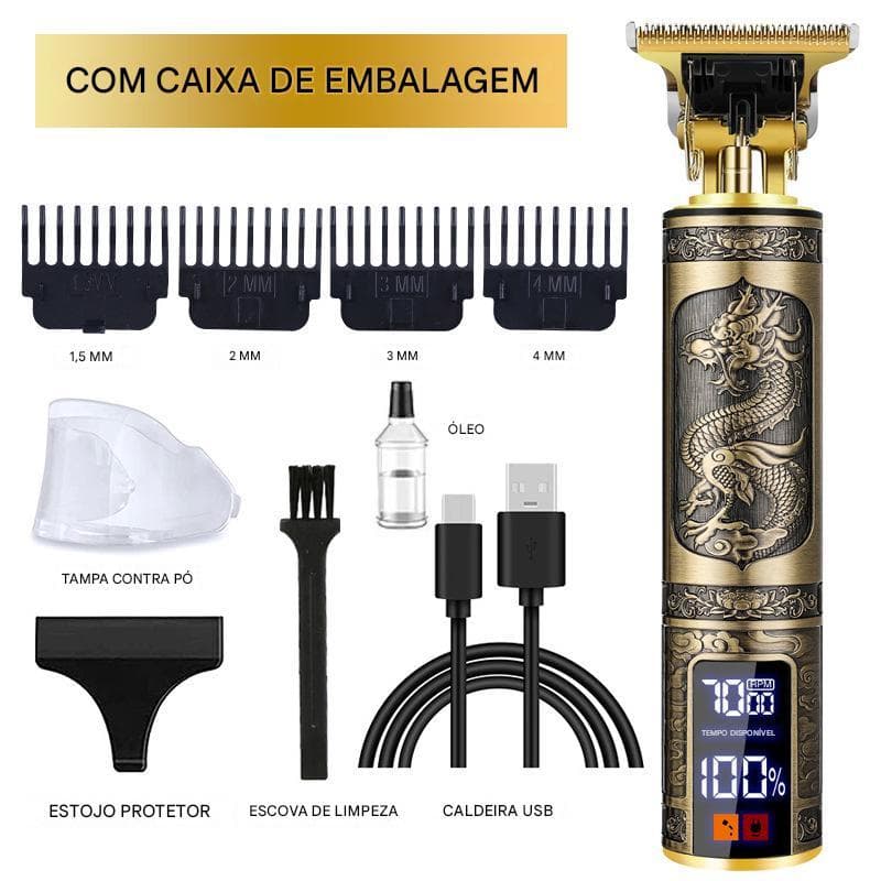Máquina de cortar cabelo elétrica profissional Dragon Máquina de cortar cabelo elétrica Bateria recarregável Carregament