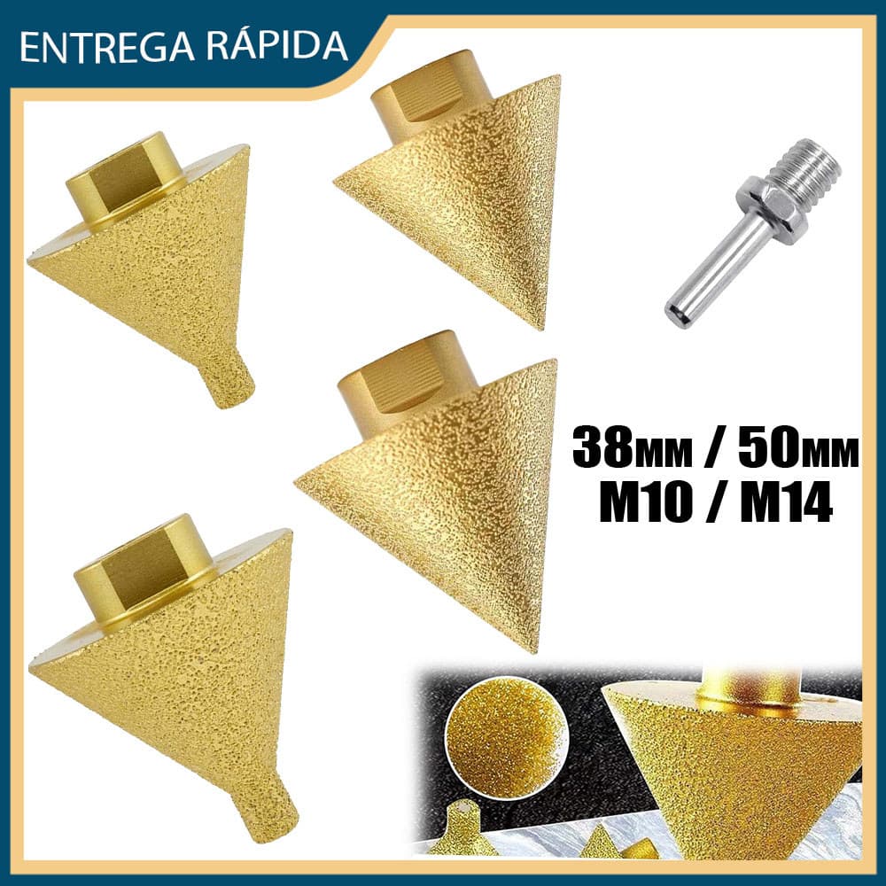 Broca de chanfrar diamante serra de furo cerâmico rosqueada M14/M10 50/38mm moagem de chanfradura cônica Ferramenta