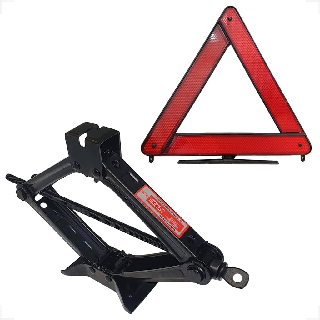 Kit Macaco Sanfona 2 Ton Automotivo + Triângulo Sinalizaçao