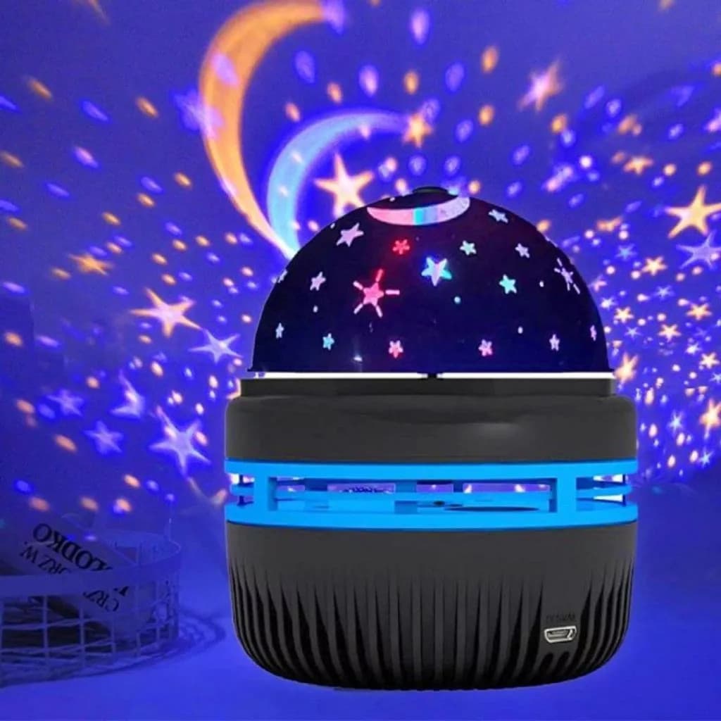 Luzes de Natal, céu estrelado, estrelas e lua, luzes para dormir, luzes coloridas, decoração de festa 360°