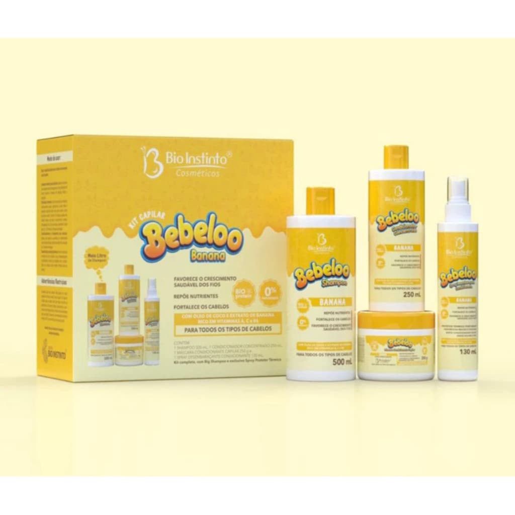 Kit Tratamento Capilar 4 Itens Nutrição Profunda Bebeloo Banana
