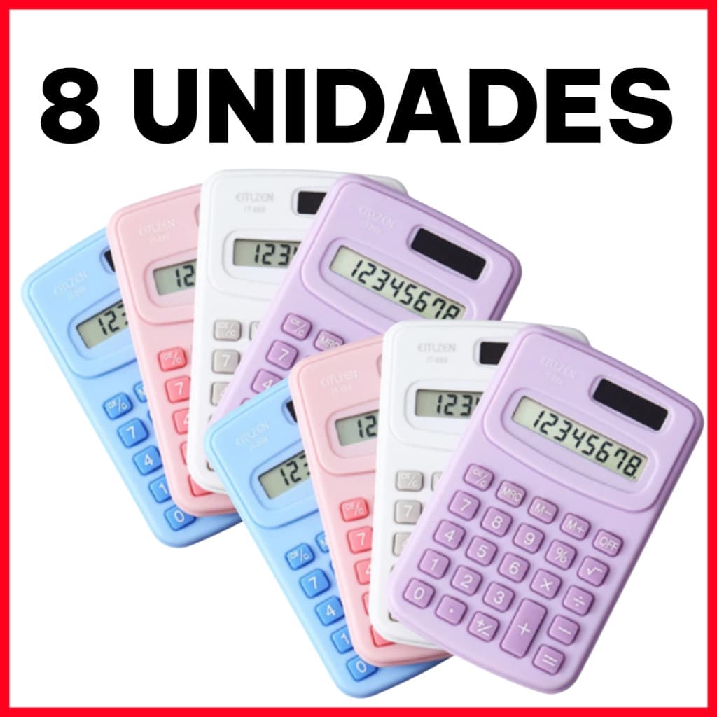 Kit 4/8 Calculadora Mini-Portátil De Bolso Matemática De 8 Dígitos Alta Qualidade Pra Uso Escolar Escritorio