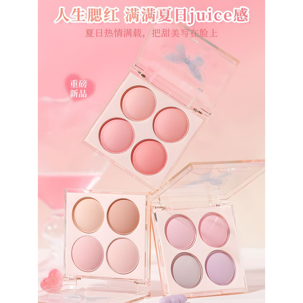 Paleta de Blush de quatro cores Maquiagem Nude Natural Fácil de começar Uma paleta Sombra de contorno multiuso Alto bril