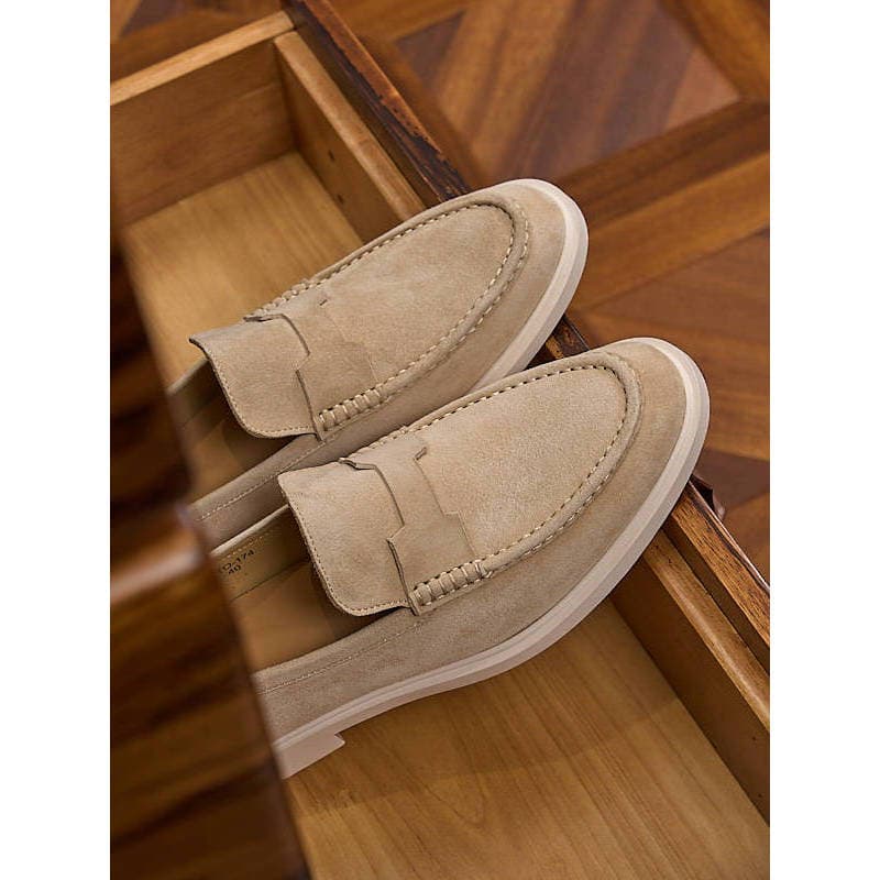 Rico na moda sapatos mocassins negócios sola macia pessoas preguiçosas um Pedal estilo de dinheiro antigo camurça britân
