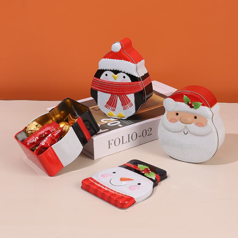 Papai noel gengibre homem caixa de embalagem de doces dos desenhos animados bonito caixa de flandres crianças lanche cai