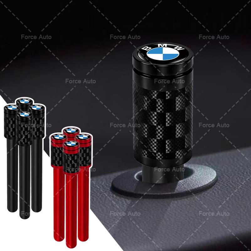 1/4 Pçs Liga Fechadura Da Porta Do Carro Puxar Botão De Fibra Carbono Tampa Bloqueio Segurança Para BMW E61 E90 E82 E70