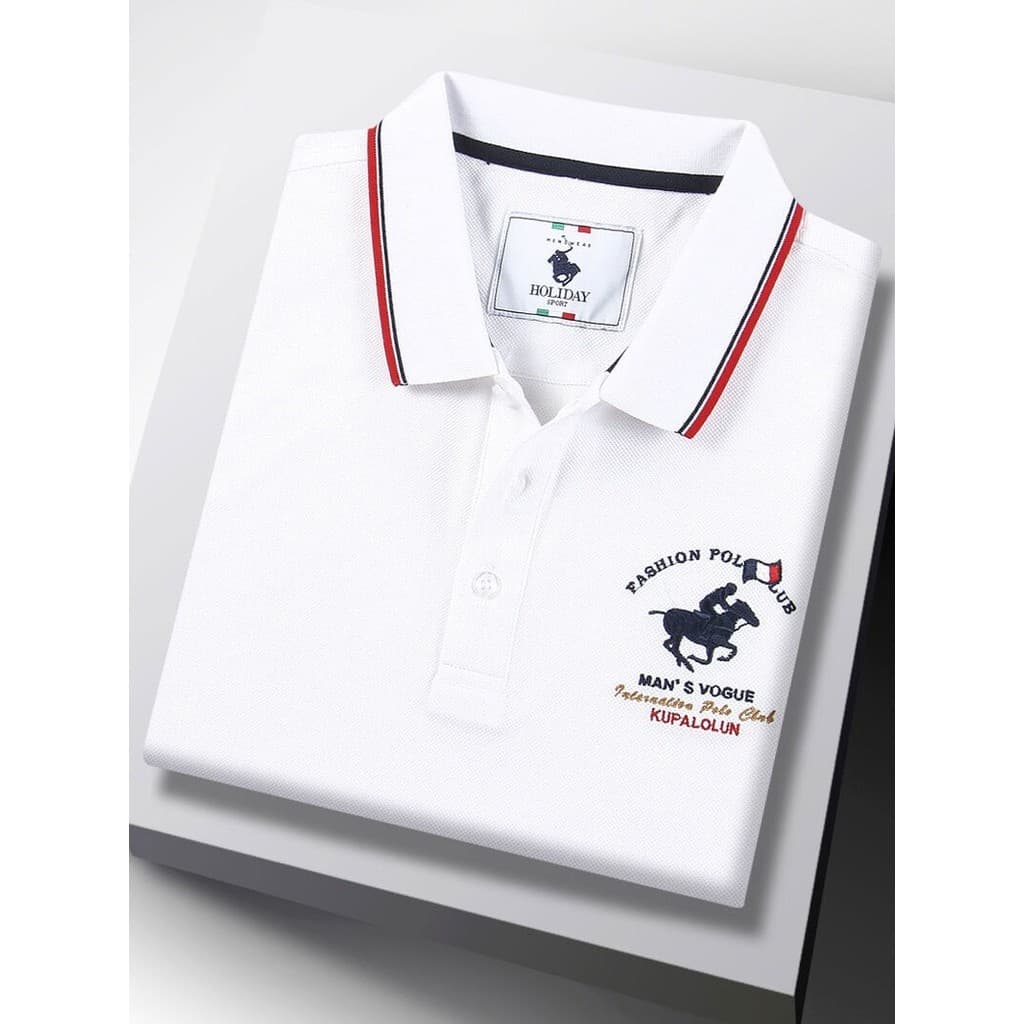 Camiseta masculina de verão de alta qualidade, branca, manga curta, lapela, Paul, negócios, Casual, algodão puro, camisa