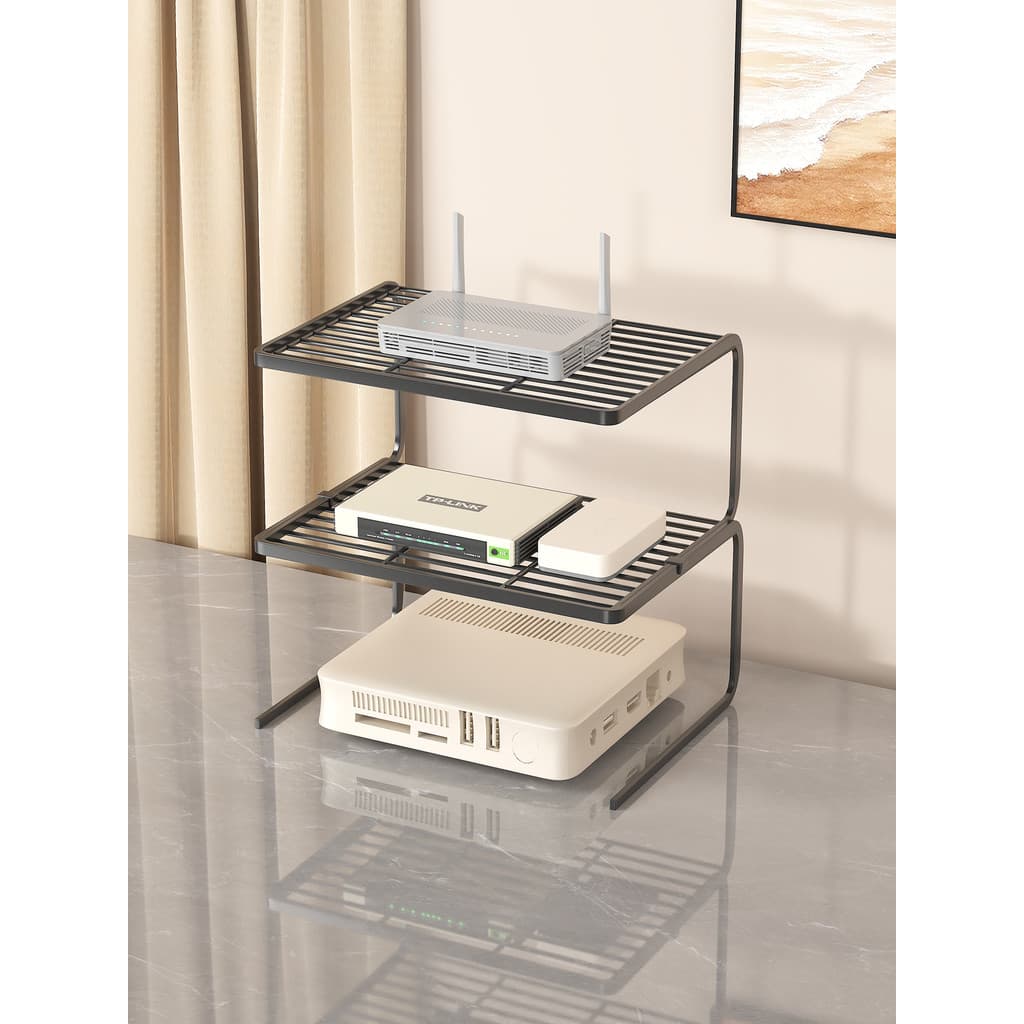 Prateleira do roteador doméstico wifi conjunto-caixa superior suporte bancada ferramenta útil Desktop em camadas Rack de