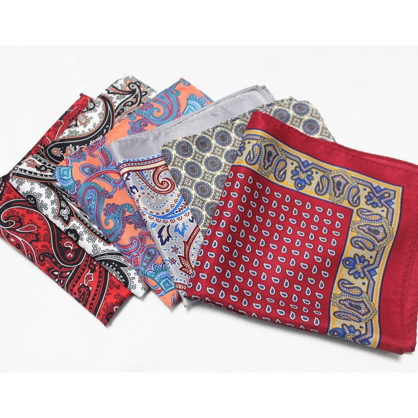 Retro impresso terno lenço de peito caju flor Floral terno bolso quadrado lenço acessórios lenço terno suave