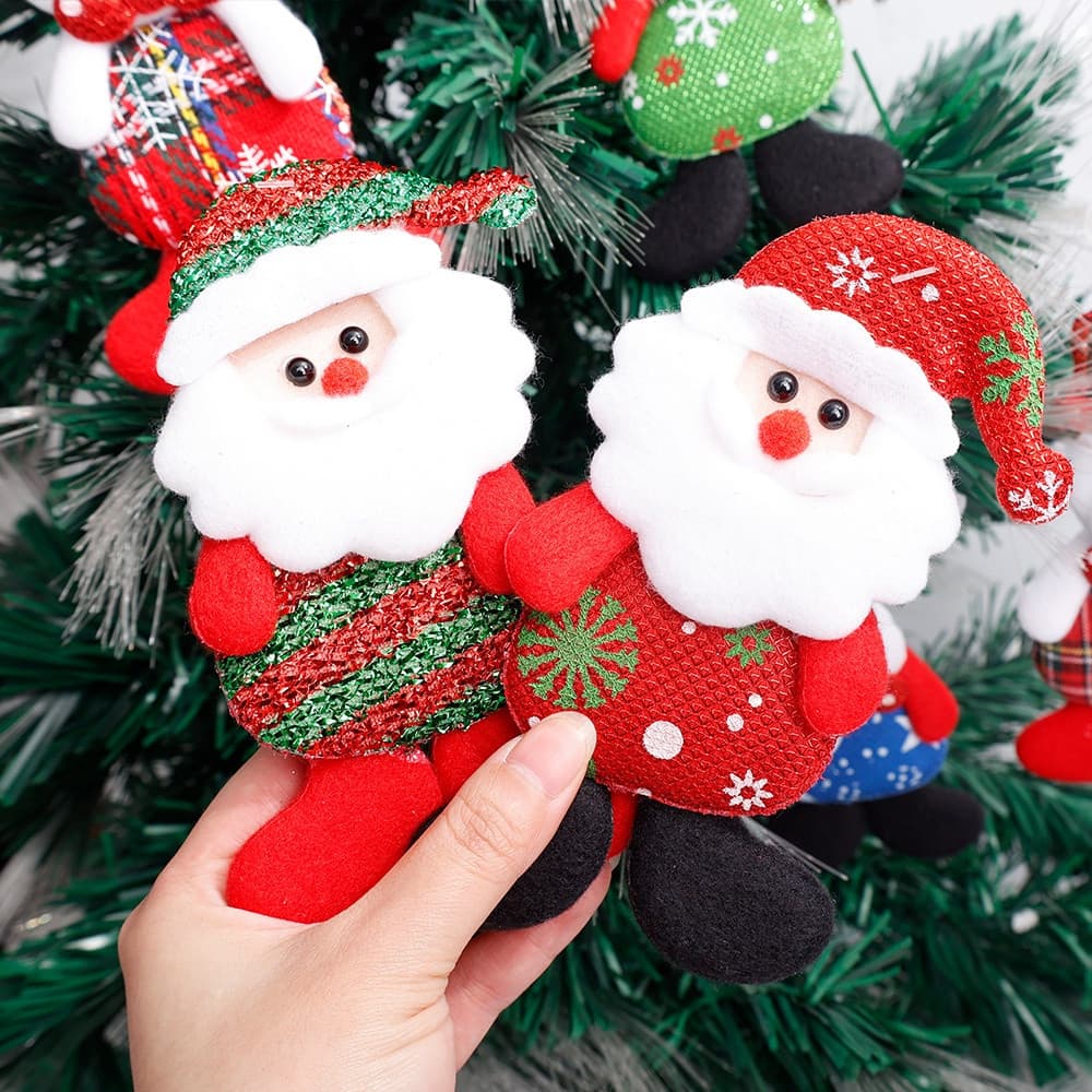 12Pcs Pingentes De Natal Bonecas Papai Noel Boneco De Neve Urso Árvore Boneca De Ornamentos Para Festa De Casa Decoração