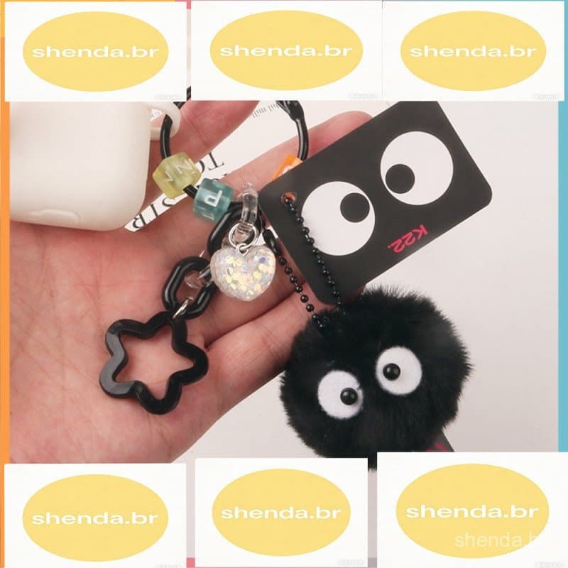 Chaveiro De Pelúcia Colorido Spirited Away Hayao Miyazaki Bola De Carvão Elf Doll Briquettes Para Telefônico Pingente