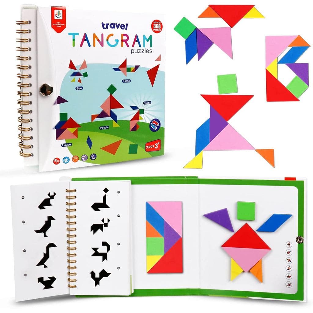 Quebra-Cabeça Magnético de Viagem Tangram, Jogo de Quebra-Cabeça para Viagens, Formas de Quebra-Cabeça, Jogos STEM com S