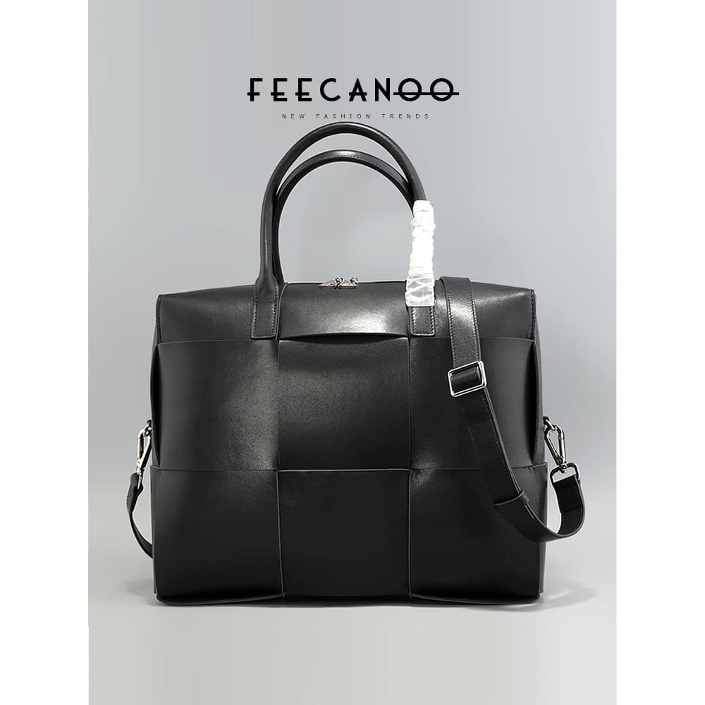 Venda perdida Grande grade tecido bolsa masculina negócios Casual maleta de couro genuíno bolsa de computador saco do me
