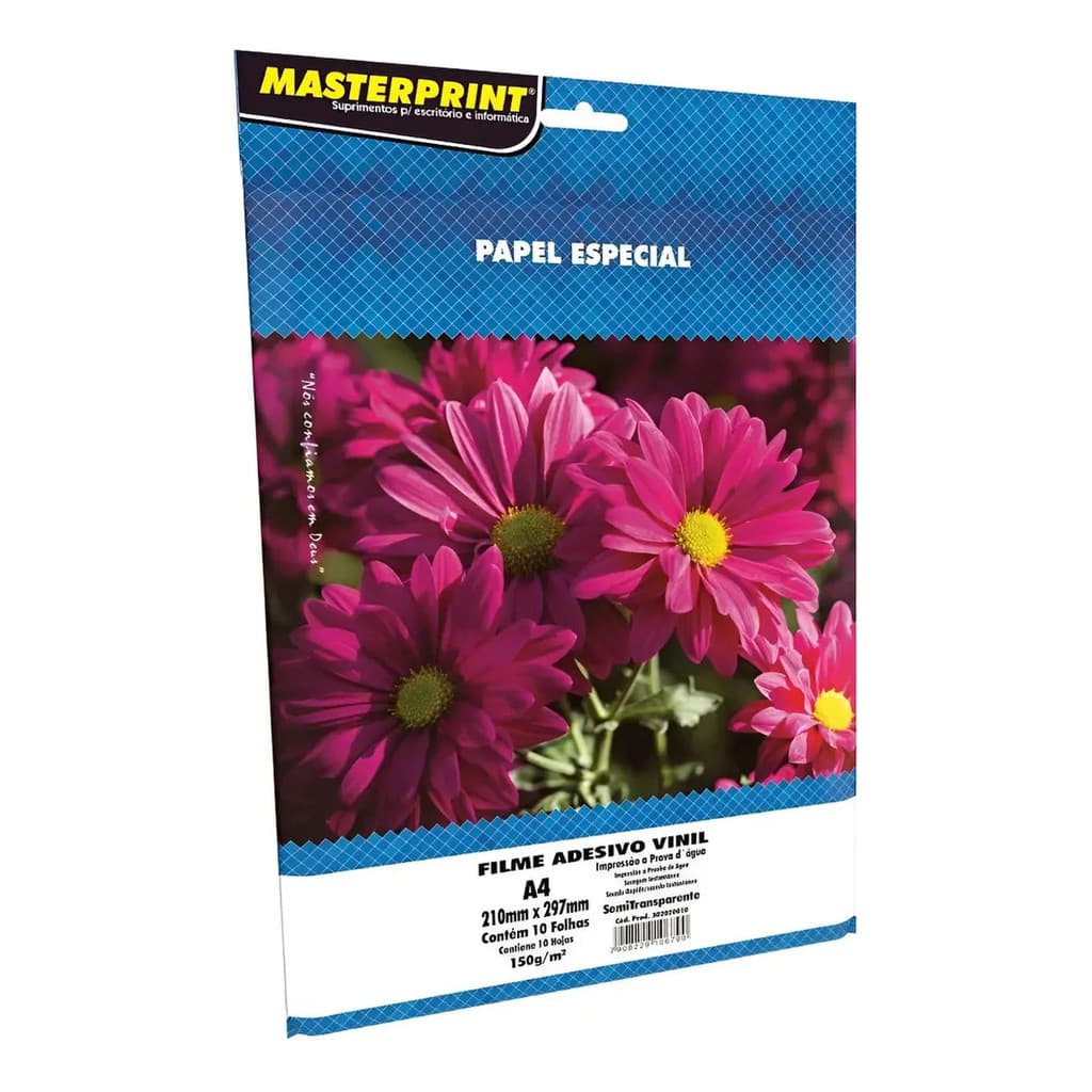 Papel Vinil Adesivo A4 Semi Transparente 150g 10 Folhas