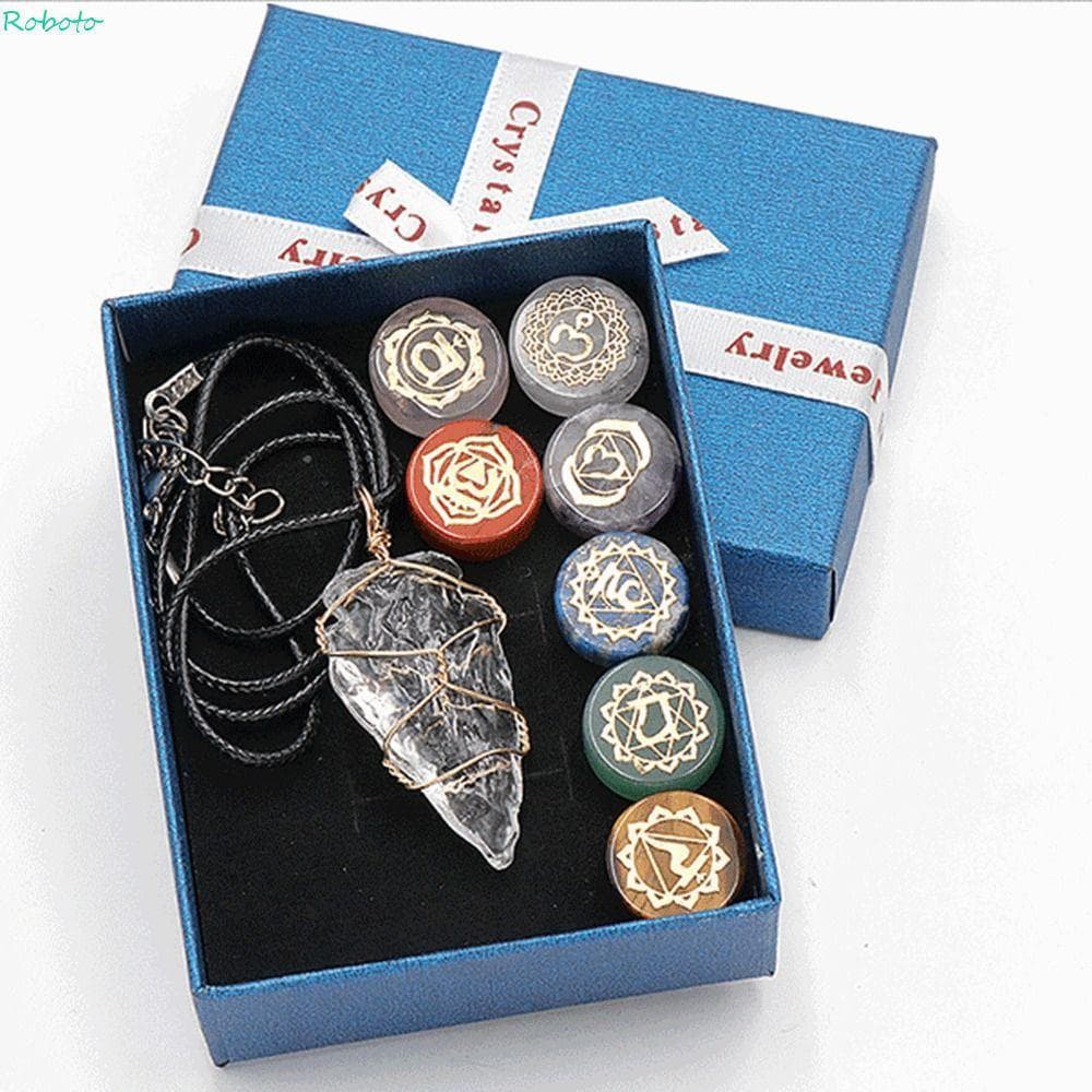 DARNELL 7 Pçs/set Sete Chakras Pedras De Cristal Natural , Gemas De Cura Reiki De Ametista