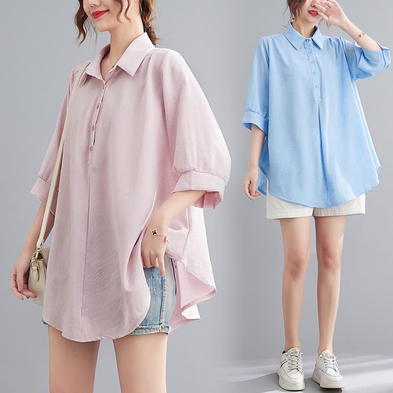 Camisa de linho casual, elegante, soltinha, plus size, para o verão, que disfarça a barriga e emagrece.