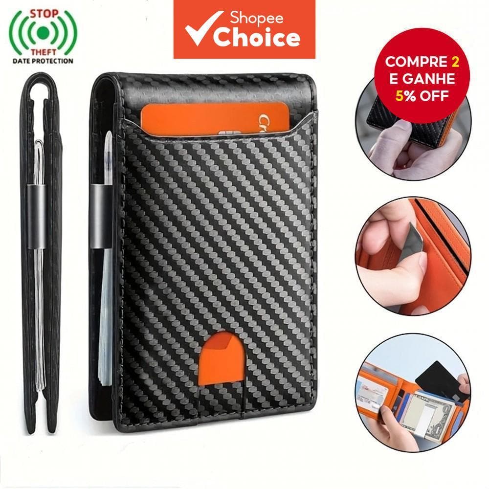 Rfid Bloqueando Carteiras Masculinas De Fibra De Carbono Curto Couro ID Titular Do Cartão De Crédito Caso Bolsa Para Hom